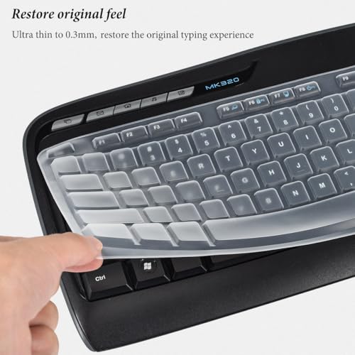 Image of Keyboard Cover Compatible with Logitech MK320 MK330 K330 MK335 Wireless Desktop Keyboard, Logitech MK320-YR002 /Y-R0009 Keyboard Protector Skin-Clear