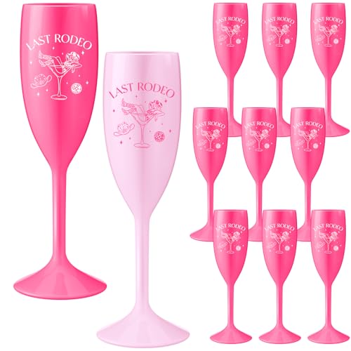 Reallnaive 12 Pcs Last Rodeo Bachelorette Party Plastic Cup Champagne Flute