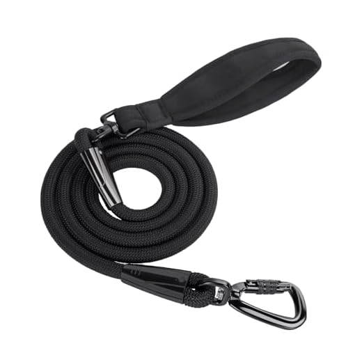 Rope Dog Leash 6 Foot， Tangle Free 360° Swivel Aviation Aluminum Carabiner, Strong Nylon Pet Lead for Small, Medium, Large Dogs (Black, 6FT) (Black, 6FT)