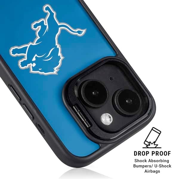 Skinit Kickstand Phone Case Compatible with iPhone 15 - Officially Licensed NFL Detroit Lions Distressed Design
