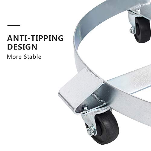 Tuffiom Heavy Duty Drum Dolly, 1000 Lbs. 55 Gallon Barrel Cart, Non-Tipping, Steel, 4 Swivel Casters, Wheeled Hand Truck For Drum Handling Industrial Use (1) #TOP3