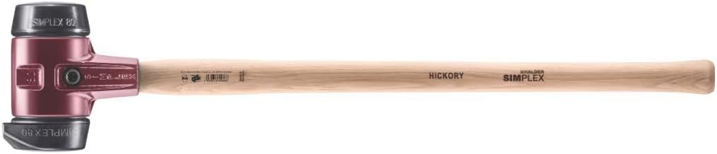 Halder Simplex SledgeHammer 3022.281 Medium-Hard "Stand-Up" Rubber Inserts, Cast Iron Housing with Handle Protection Sleeve, Varnished Wooden Handle, 80mm, 7.3 lbs.