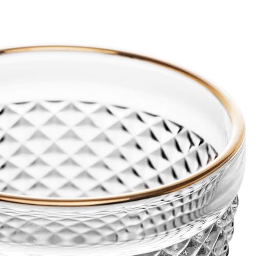 Conjunto 6 Taças de Água de Vidro com Fio Dourado Bico de jaca 300ml - Wolff