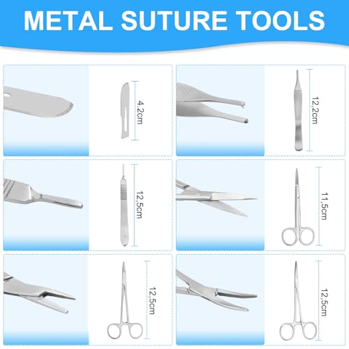 PRECIPETTE Chirurgisches Nahtset Wundnaht-Übungsset 35Stk. Nahttrainingsset Übungsnähte Nähset-Medizin 24 Wundnaht-Faden für Medizinstudenten Suture Practice Kit (Nur für Bildung)