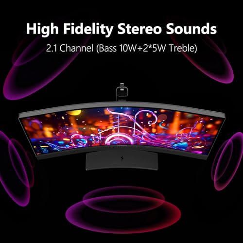 Image of INNOCN 34 Inch Curved Ultrawide Gaming Monitor Mini LED 3440 x 1440p 165Hz PC Computer Gaming Monitor, USB Type C Power Delivery, HDMI, DP, Stereo Speakers, Charger Pad, Black