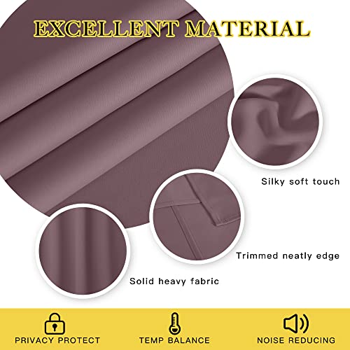NICETOWN Dry Rose Blackout Curtains for Bedroom/Living Room 132 Inch Length - Thermal Insulated Room Darkening Grommet Top Window Curtains (100 by 132 - Inch, 1 Panel) - Thumbnail 2