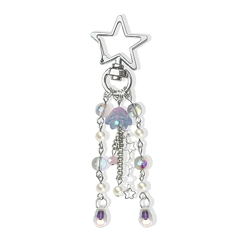 Agromusk Jellyfish Keychain,Cute Y2K Car Keychains for Women Girls Jellyfish Bag Charms Purse Accessories Star Jelly Decor