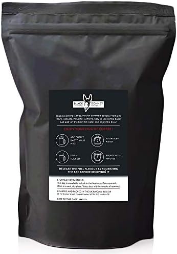 Devil's Roast  Extra-Strong Highly Caffeinated Bold Coffee  50 Coffee Bags  Premium Robusta by Black Donkey Coffee Roasters
