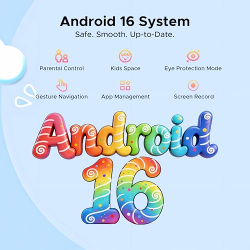 Image of P10 Kids Tablet for ages 3-7, Android 16 Tablet, Gemini AI, 10 Inch Tablet, 90Hz, 32GB RAM+64GB ROM, 7000mAH, 5G WiFi, Face ID, kids tablet with case,Includes a child protective case and pen, Blue