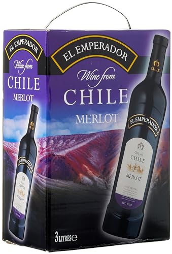 El Emperador - Vin rouge chilien Merlot cubi 3L Bag in Box, Valle Central Chili (1 x 3 L)