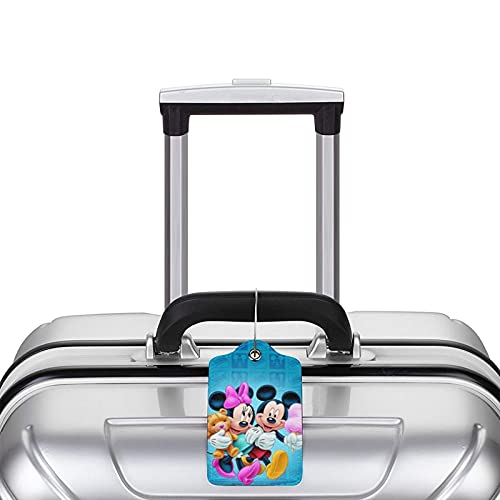 2 Pack Blue Anime Luggage Tags With Name Id Labels For Suitcase Travel Bag, Pu Leather Baggage Tag For Women Men #TOP4