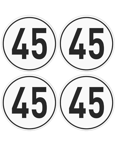 HUVZOR 4Pcs 45 km/h Autocollant Panneau de Vitesse, Taille Ø 20 cm, Autocollant de Vitesse, Résistant aux intempéries et adapté au Lavage Automatic Wash Resistant Vinyl Film