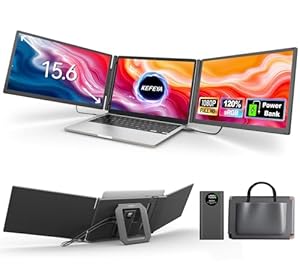 KEFEYA 15,  Zoll Laptop Bildschirm Erweiterung mit magnetischer Powerbank, 1080P FHD-Dreifachmonitor, Plug & Play für 13-17"-Laptops (Diagonale), HDMI/USB/Hub, kompatibel mit Mac, Windows, Android
