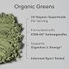 Sports Research Organic Greens Superfood Powder w/Spirulina & Chlorella, Adaptogens, Enzymes, Probiotics & 8 VIT Bs for Gut & Mood Support* - Vegan, Sugar-Free & Low-Cal Original 30 Servings