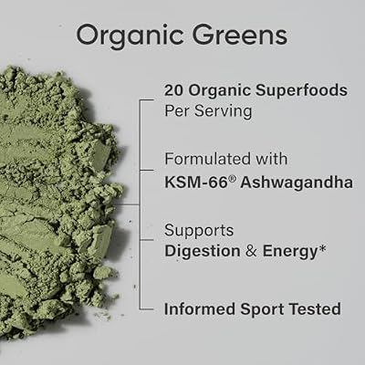 Sports Research Organic Greens Superfood Powder w/Spirulina & Chlorella, Adaptogens, Enzymes, Probiotics & 8 VIT Bs for Gut & Mood Support* - Vegan, Sugar-Free & Low-Cal Original 30 Servings