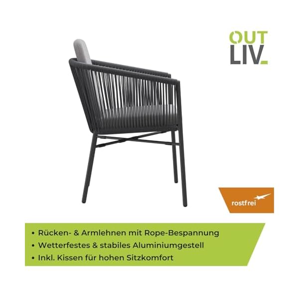 OUTLIV. Stapelsessel Ohio Aluminium Rope Anthrazit