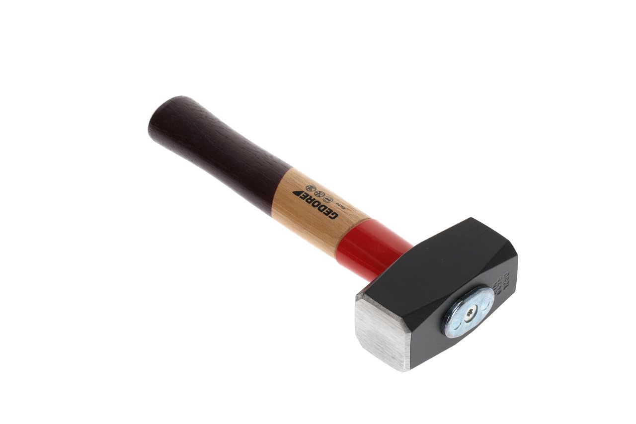 GEDORE Fäustel mit Holzgriff, 1250 g Kopfgewicht, Hammer mit Eschenstiel, Werkzeug, geschmiedet, Rotband-Plus, 620 E-1250