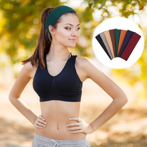 Image of Fishinsea 8 Pack Sport Headbands for Women, Elastic Soft Fabric Non-Slip Hair Bands Hair Warp for Daily Workout Yoga Running Sports, Combo 6