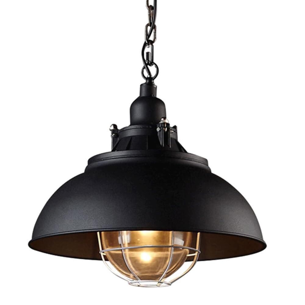 SYAXVOM Industrial Retro Style Metal Pendant Lamp - E27 Base Single-Head Chandelier for Entryway and Corridor Lighting