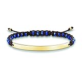 Thomas Sabo Damen-Armband Love Bridge 925 Sterling Silber 750 gelbgold vergoldet Nylon blau Länge von 12 bis 19 cm Brücke 5 cm LBA0056-892-32-L19v