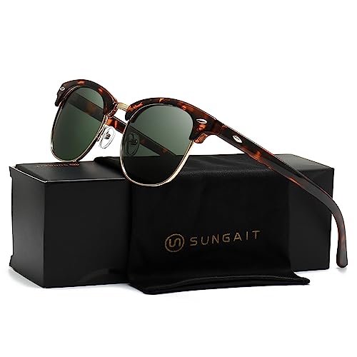 Image of SUNGAIT Polarized Sunglasses for Men and Women, Classic Half-Frame Retro Shades for Driving, Travel, and Outdoor Activities