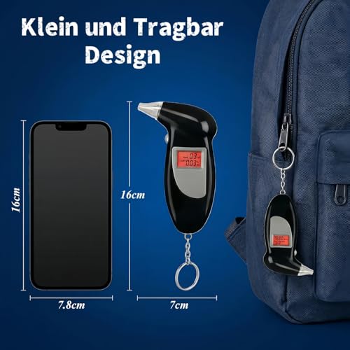 JUXINE Alkoholtester Polizeigenau & Professionell – Portable Alkoholmessgerät mit Akku, Atemalkoholtester für Autofahren,Familie und Arbeit,Präzises Promillemessgerät (Alkomat) mit Digitaldisplay