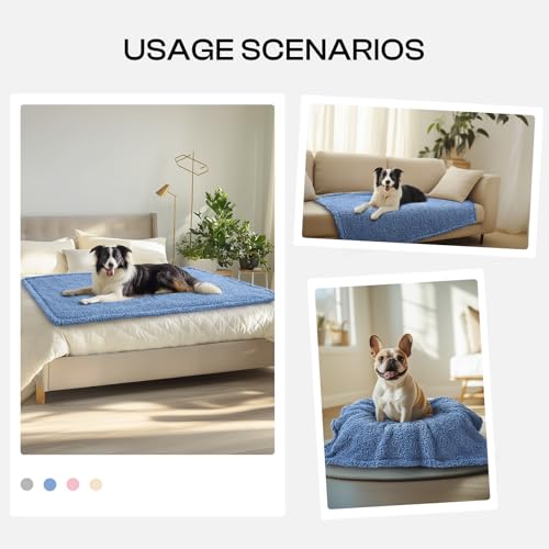 Image of Luciphia Ultra Soft Sherpa Fleece Dog Puppy Cat Blanket for Small Pets | Calming Plush Throw For Crate,Couch,Car,Bed.Machine Washable.Puppy Essential,Dog Gift,Cat Stuff,Haze Blue,30x20 inches