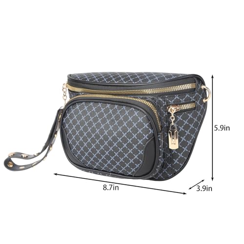 Crossbody Bags for Women Fashion Sling Purse Shoulder Bag Leather Sports Bag Causal Chest Bum Bag Cross Line Pattern Black Backpack with Adjustable Strap Unique Mothers Day Gifts for Mom4