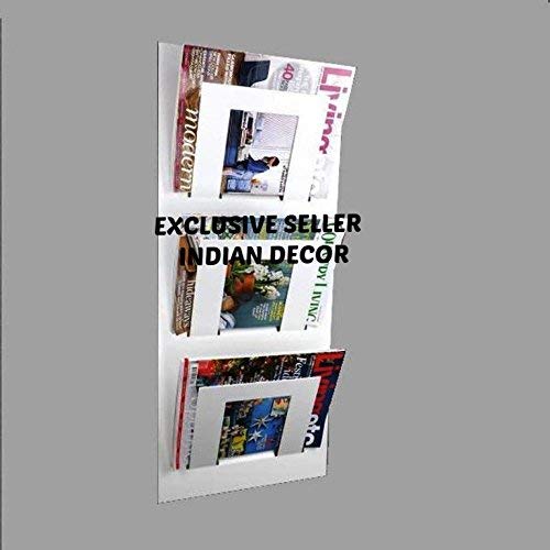 INDIAN DECOR Metal Triangle Wall-Mounted Magazine Holder, Black, Set of 3-picture-32