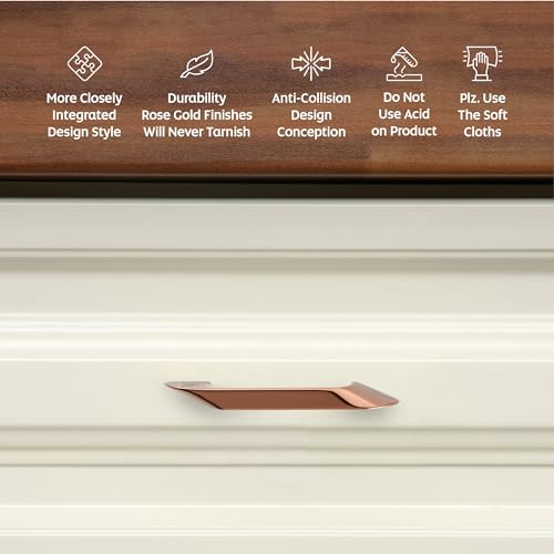 Image of LAPO 4 Inch Cabinet Handles for Kitchen Units, Suitable for Wardrobe and Pooja Mandir, Scratch Resistant Surface, DIY Installation, 3 Years Warranty (96mm, PVD Rose Gold Finish, Pack of 2) - Twist