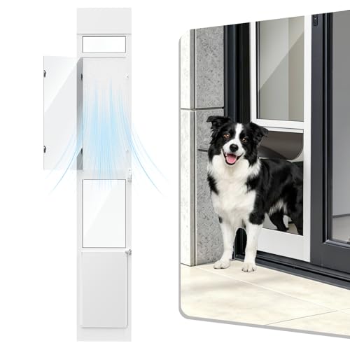 YGNNJY Dog Door for Sliding Glass Door Adjustable Height 75 4/5 to 80 3/10 Doggie Door with Screen Design Pet Door for Large Dogs Up to 75 lbs