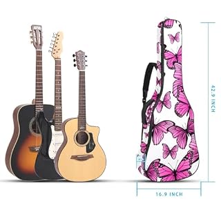Housse de guitare en tissu Oxford épais rembourré avec boucle de suspension et sangle de cou Motif papillon Rose, Multicolore 4., 42.9×16.9×4.7 in, Sac de transport tendance pour guitare - Les Beatles, Paul McCartney, John Lennon, RIngo Starr, George Harrison Housse de guitare en tissu Oxford épais rembourré avec boucle de suspension et sangle de cou Motif papillon Rose, Multicolore 4., 42.9x16.9x4.7 in, Sac de transport tendance pour guitare – Image 5