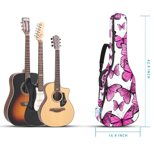 Housse de guitare en tissu Oxford épais rembourré avec boucle de suspension et sangle de cou Motif papillon Rose, Multicolore 4., 42.9×16.9×4.7 in, Sac de transport tendance pour guitare - Les Beatles, Paul McCartney, John Lennon, RIngo Starr, George Harrison Housse de guitare en tissu Oxford épais rembourré avec boucle de suspension et sangle de cou Motif papillon Rose, Multicolore 4., 42.9x16.9x4.7 in, Sac de transport tendance pour guitare – Image 6