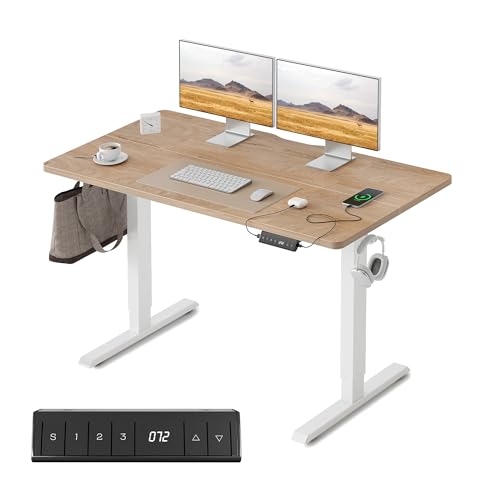 FEZIBO Bureau Électrique Réglable en Hauteur avec Ports de Charge USB-A et USB-C, 100 × 60 cm,...