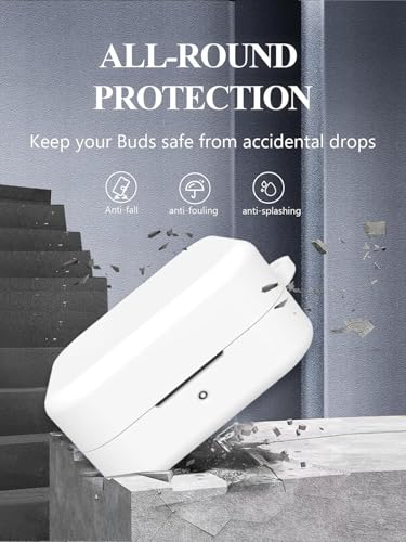 Image of Xcreo Soft Silicone Headphones Case Cover With Keychain For CMF By Nothing Buds Pro 2 (White)