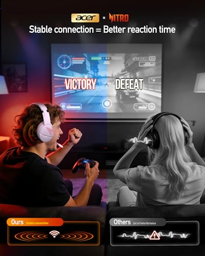 Image of acer Wireless Gaming Headset, PS5 Headset with 2.4GHz for Ps5, Ps4, PC, Switch, Bluetooth 5.3 + 100Hrs Gaming Headphones with Noise Canceling Mic for Laptop, Mobile, Mac, 50mm Drivers (Pink)