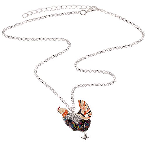 BONSNY Enamel Silvestone Farm Lover Chicken Hen Necklace Pendant Charm Fashion Jewelry For Women Gift - Image 5