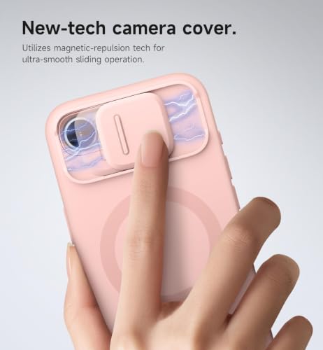 Image of SURITCH for iPhone 17e /16e Case with Magnetic Camera Slide Cover and Adjustable Kickstand, Compatible with MagSafe, Shockproof Bumper Case Slim Protective Cover 6.1 Inch,Pink