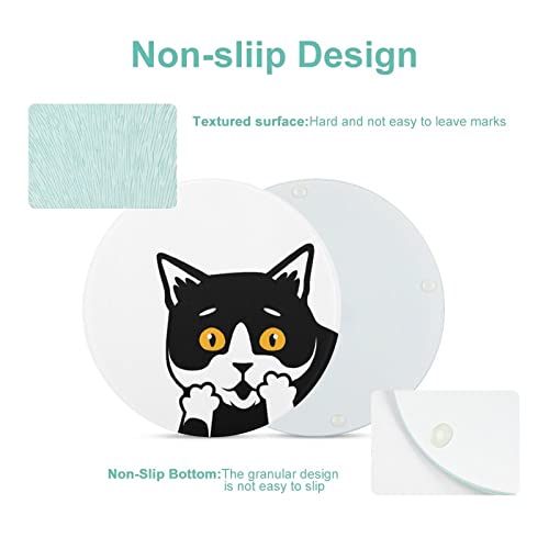 Planche à découper en verre trempé chaton blanc pour plaques de cuisine - 4