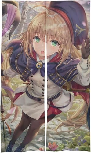 のれん 白麻布 間仕切り 萌え キャラクター柄 Fate FGO アルトリア 麻風 暖簾 ロング 【背景布 空間装飾】 玄関カーテン 部屋アレンジ 壁飾り 目隠し 遮熱 遮光 リビング 室内 おしゃれ 寮やアパートの飾り 86x143cm(のれんのみ)