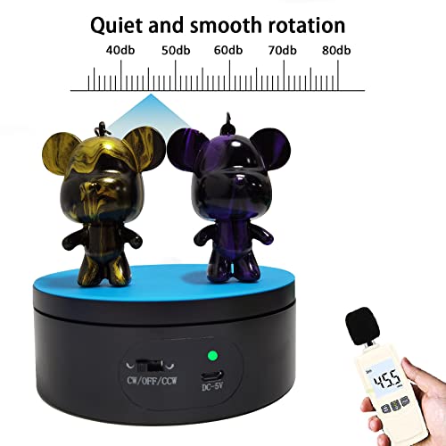 YVV Motorized Rotating Display Stand,Turner Cup Platform for Epoxy Glitter Tumbler, 360 Automatic Mute Rotating Turntable, Tumbler Making Supplies Spinner, Base for Product Video Show ,Balck 4.72in by YVV - Image 4