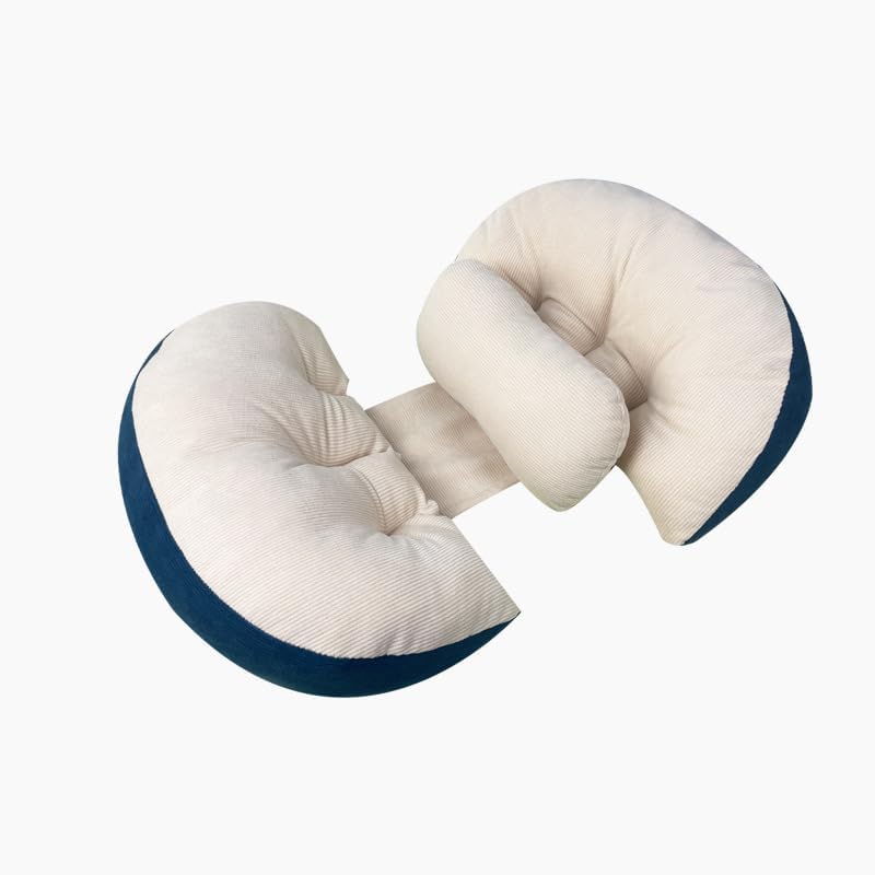 U-Shaped Cooling Pregnancy Pillow for Side Sleepers - Full Body Maternity Support with Removable Cover, Blue (Pack of 1)