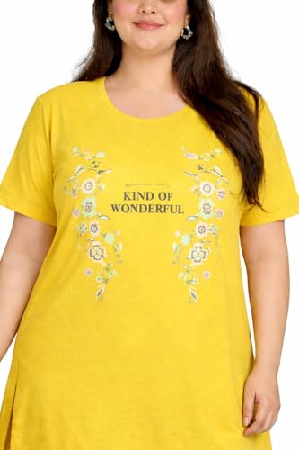 Image of In Love Women's Plus Size Longline T-Shirt with Side Pocket, 3 /4 Sleeve, Crew Neck
