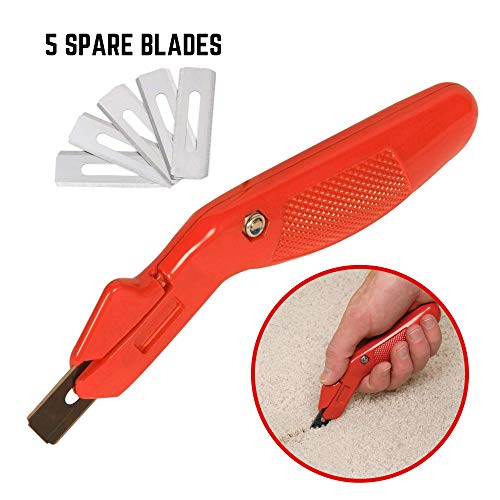 Red Oak Tools Razor Blade Heavy Duty Carpet Knife (5 Spare Blades Included)