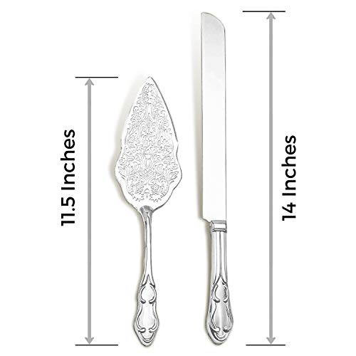 Strova Silver Wedding Cake Serving Set - Elegant Cake Cutting Knife And Server For Event Use #TOP6