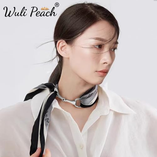 WULI PEACH Horsebit Scarf Ring, Vacuum Plating Stainless Steel eggbutt Equestrian Neck Horsebit Scarf Ring Belt Buckle2