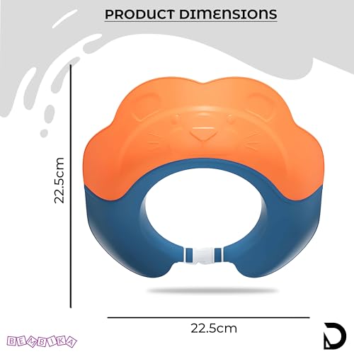 Image of Bembika Baby Shower Cap For Washing Hair, Eye Protection And Hair Wash Reusable, Waterproof, And Comfortable For Babies - (Orange Blue)