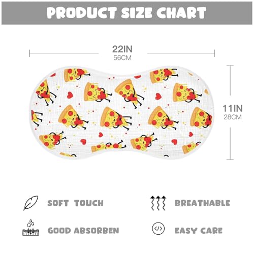 2 Pack Muslin Burp Cloths Pizza Hearts Cotton Baby Burp Cloths Ultra Soft Burping Cloth Absorbent Spit Up Rags for Newborn Baby Boys Girls, Large 22" x 11"2