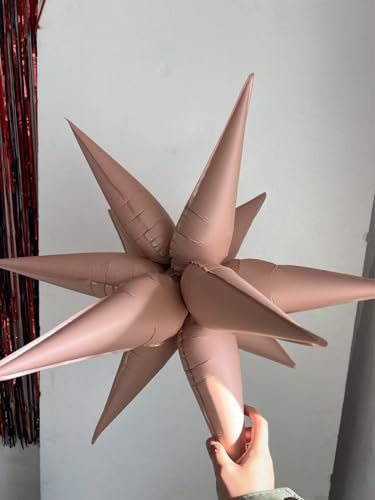 Image of 3pcs 26inch 3D matte pink Explosion Star foil balloon, matte pink Foil Cone Star burst Balloons for Birthday Wedding New Year Party Event