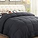 RYONGII All-Season Down Comforter Queen Grey Size Reversible Alternative Quilted Hypoallergenic Hotel Plush Microfiber Fill Insert Angle Label Warm Fluffy Machine Washable 88 x 88 Inches